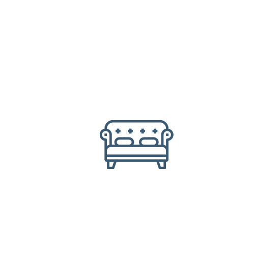 Illustration of a simple couch with two cushions.