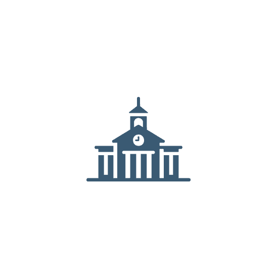 Icon of a classical building with a dome and columns.