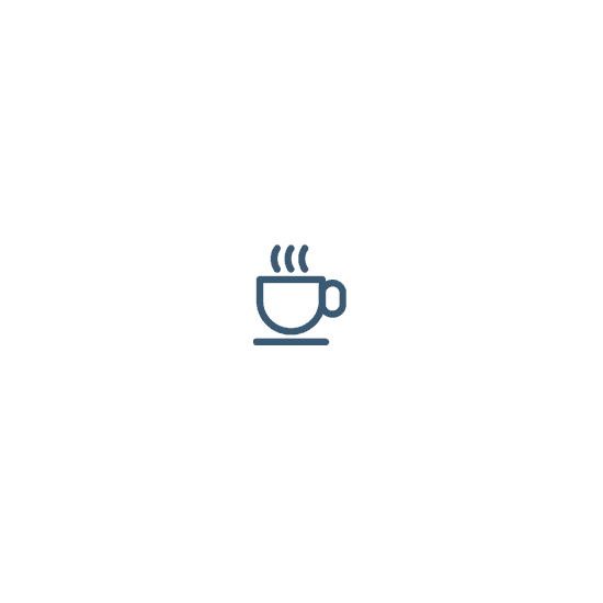 Icon of a steaming coffee cup.